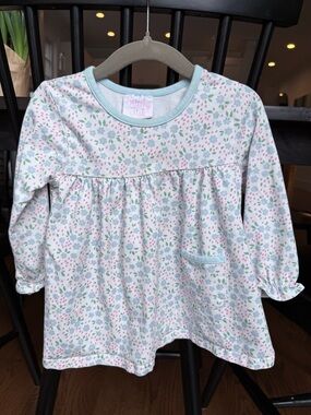 Girls' Floral Long-Sleeve Top in Light Blue & Pink - Stitchy Fish